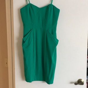 BCBG strapless green cocktail dress